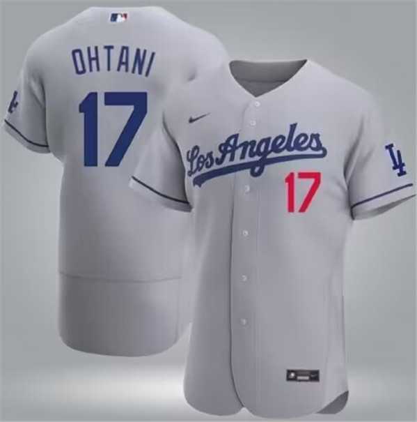 Men%27s Los Angeles Dodgers #17 Shohei Ohtani Gray Flex Base Stitched Baseball Jersey Dzhi->los angeles dodgers->MLB Jersey